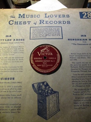 1941 Puerto Rican JESUS MARIA SANROMA PIANO LISZT Hungarian RHAPSODY 2 VIC 13831 - Image 1 of 4