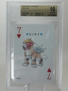 .5 FROM BLACK LABEL! 1999 Pokemon Silver Poker Set - Entei - BGS 10 Vintage Card - Picture 1 of 2