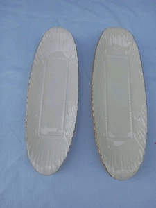 2 LENOX BUTTER TRAYS w GOLD TRIM 9 1/8" and 8 3/4" / MINT TRAYS - Picture 1 of 14