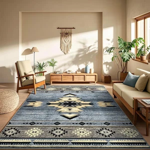 Western Rugs for Living Room, Non Slip Rustic Rug for Bedroom Dining Table Kitch - Picture 1 of 6