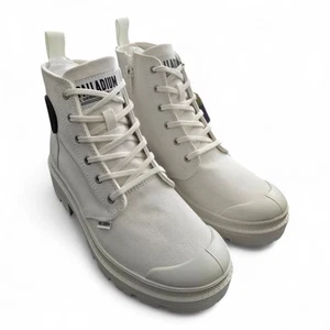 Stivali donna Palladium Pallabase Twill 7,5M stella bianco nuovi con scatola stringati plateau - Foto 1 di 19