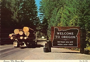 Postcard OR: Welcome to Oregon, 1969, Logging Truck, 4x6 Unposted - Picture 1 of 2