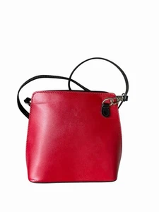 Bolso Bandolera Vera Pelle Italiano Cuero Rojo | Minimalista Elegante Estilo Dinero Antiguo - Imagen 1 de 11