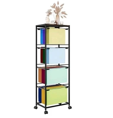 Carro de archivos enrollable de 4 niveles organizador de carpeta colgante cuero tamaño legal archivo... Foto 1 de 4