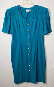 Sushine vintage verde azulado abotonado por Caroline Wells para mujer L años 80 - Imagen 1 de 12