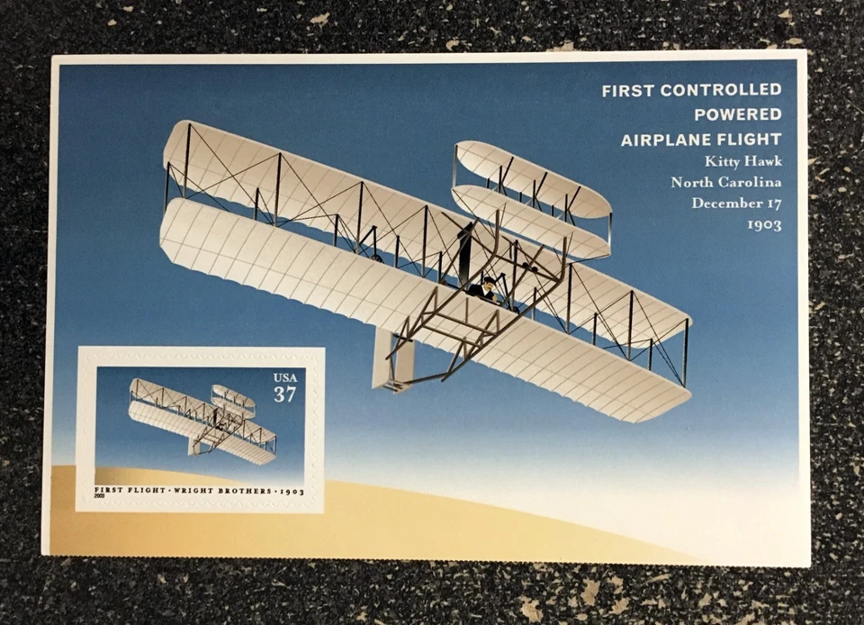 USA2003 #3783 37c First Flight Wright Brothers Airplane - Panel of 1 Stamp Mint - Image 1 of 1