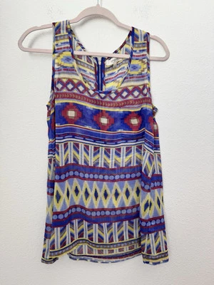 Camiseta sin mangas Umgee para mujer suroeste azteca bolsillo en el pecho cuello redondo cremallera S Foto 1 de 4