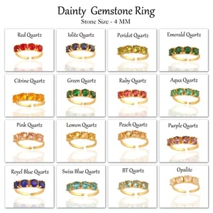 4 mm Minimalist Hydro Quartz Gemstone Gold Plated Bridal Wear Adjustable Rings  - Picture 1 of 75