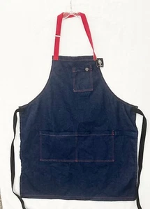 Denim Chef Bib Apron with Pockets for Men - Sturdy Jean Work Apron |Cross Straps - Picture 1 of 6