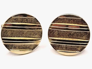 Gemelos Foster redondos tono dorado diseño lineal gemelos vintage accesorio para hombre - Imagen 1 de 10