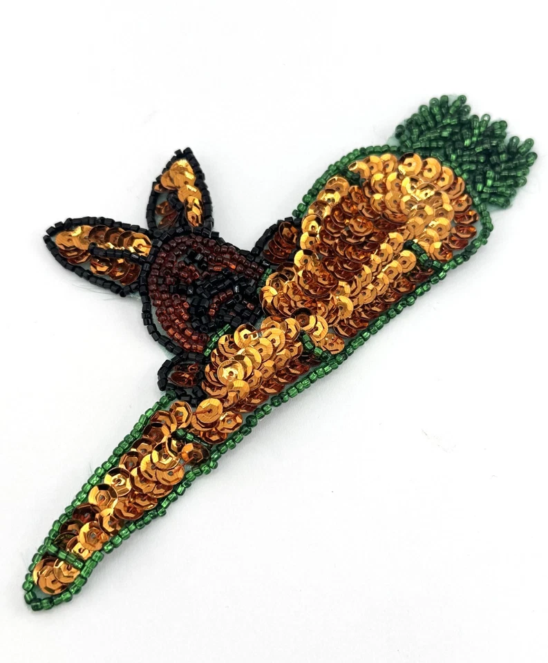 Parche bordado vintage con apliques de cuentas de lentejuelas coser en conejito de Pascua Nuevo de Lote Antiguo Foto 1 de 4