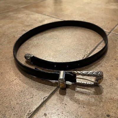 Cinturón Brighton B2903 Cuero Negro Plateado Talla M 30 Usado en Excelente Condición Foto 1 de 4