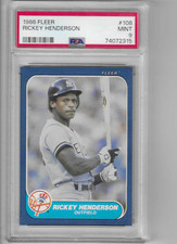 1986 Fleer Rickey Henderson #108 PSA 9 Mint Baseball Card.