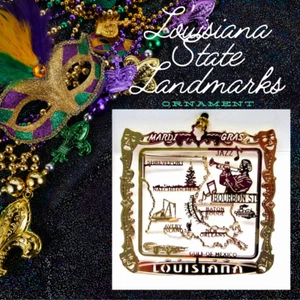 Adorno de latón del estado de Louisiana Mardi Gras Bourbon Street New Orleans Baton Rouge - Imagen 1 de 6