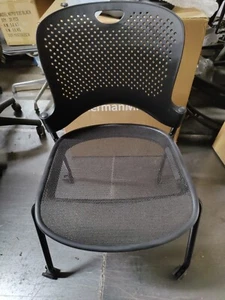 Herman Miller Caper Side Chair wheels black seat and back stackable no arms - Picture 1 of 4