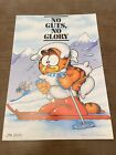 Vintage GARFIELD Wall Poster NO GUTS NO GLORY Mountains Downhill Skiing 1978