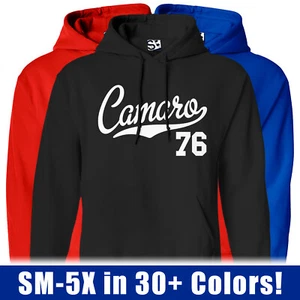 Camaro 76 Script HOODIE | 1976 Z28 SS Muscle Sports Car Jersey Hooded Sweatshirt - Picture 1 of 33