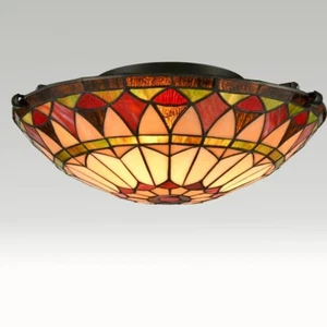 Vintage Tiffany Style Mission Semi Flush Mount Ceiling Light 15.7" - Picture 1 of 10