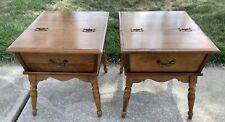 MCM Colonial Heywood Wakefield Maple Dough Box End/Side Tables ~ Sold As A Pair