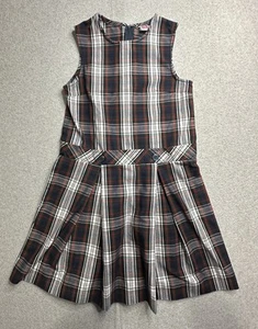 School Apparel Jumper Dress Girls Size 10 Plaid Sleeveless Pleated Uniform - Picture 1 of 10