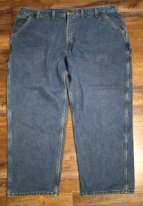 Carhartt Flannel Lined Dungaree Fit Carpenter Blue Jeans B236 DST 48X30 - Picture 1 of 7