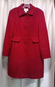 Worthington langer Mantel Damen Gr. M rot Wolle Nylon mit Knopfverschluss Taschen - Bild 1 von 8