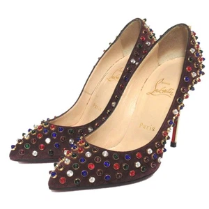 Christian Louboutin Nieten Pumps EU35,5/US5,5 Burgunderrot Spitz zulaufend Absätze Authentisch - Bild 1 von 13