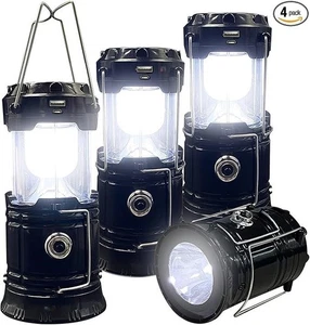 4er Pack Faltbare Tragbare LED Camping Laterne Wasserdicht Solar USB LED Licht - Bild 1 von 8