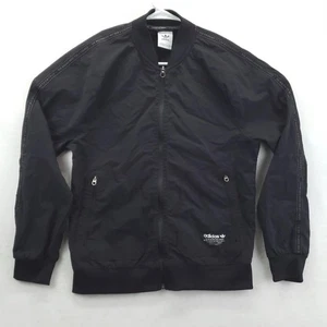 Adidas Originals Jacket Mens Medium Black Bomber Nylon Tape Logo Trefoil CV5832 - Picture 1 of 11