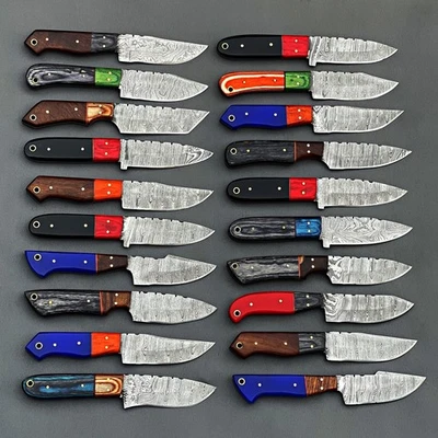 LOTE DE 20 CUCHILLOS EDC CAZA ESPIGA COMPLETA ACERO DAMASCO HECHOS A MANO PERSONALIZADOS 482 Foto 1 de 4