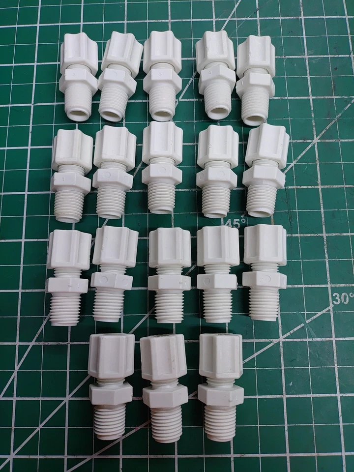 (18) Jaco 10-5-4-P-O 5/16" OD Tube Compression x Male 1/4" NPT Polypropylene - Image 1 of 1