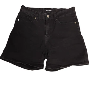 S.O.N.G. Stretch Black Walking Denim Shorts Juniors Women's Size 7/28 - Picture 1 of 7