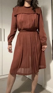 Vintage Anthea Crawford Burgundy Midi Dress Sz 14 - Picture 1 of 9