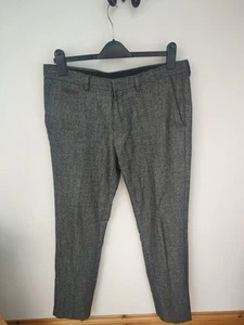 Harry Brown London 34R Slim Fit Black White Trousers Pockets Orange Stitching - Picture 1 of 11