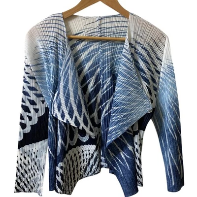PLEATS PLEASE ISSEY MIYAKE MOTION Jacket PP71-JO682 4 Blue White Women USED - Image 1 of 4
