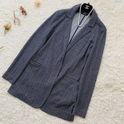 Max Mara Chaqueta Larga Punto Espiga Mezcla Lana Usada Excelente Estado Foto 1 de 4