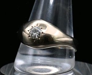 Antique Vintage 18ct Carat Yellow Gold Large Diamond Gypsy Signet Ring Y Men's  - Picture 1 of 5