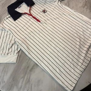 Y2K Fila Polo Navy Stripes, Size Large, Kurzarm Poloshirt Druckknöpfe Vintage - Bild 1 von 16