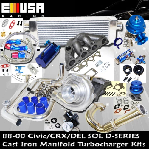 Complete Turbo Kit D for 88-91 Honda CRX  Del Sol S 1.6L SOHC I-4 106HP D16Y7 - Image 1 of 1