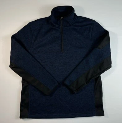 Suéter Beverly Hills Polo Club Para Hombres L Azul Negro 1/4 Cremallera Pullover Tejido Polar Foto 1 de 4