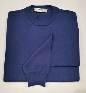 MAGLIONE GIROCOLLO UOMO MASQ 4000 620 BLUETTE LANA MERINOS MADE IN ITALY - Picture 1 of 2