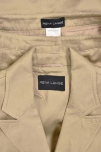 Rena Lange 2Pc Khaki 100% Cotton Safari Style Jacket & Pencil Skirt Suit sz 6 - Picture 1 of 11