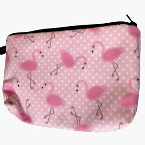 Pink Flamingo Cosmetic Bag Makeup Pouch Purse Small Tote Travel Tiki Coastal - Picture 1 of 5