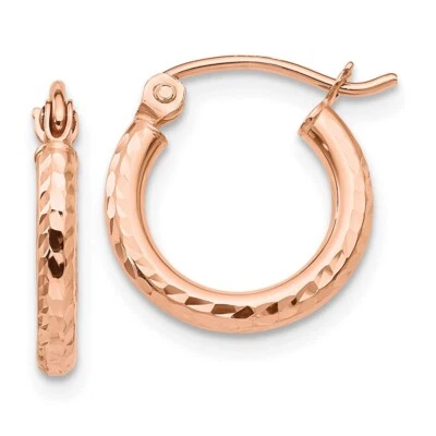 14k Rose Gold Hoop Earrings Gift 0.74g L-13mm, W-13mm Gift for Mother - Image 1 of 4