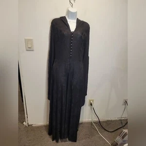 Unbranded Witchy Size XL Black Hooded Gothic Maxi Dress/robe - Picture 1 of 8