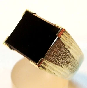 Super Onyx Siegelring 585 Gold Gelbgold Ring Herrenring Herrenschmuck / BE 660 - Bild 1 von 6