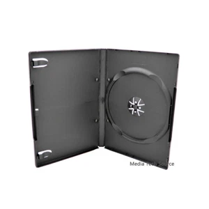 50 Standard 14mm Single CD DVD Black Movie Case Storage Box with Outter Cover - Picture 1 of 2