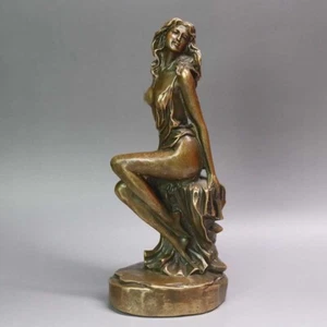 Art Deco Sculpture Brass Beautiful Nude Woman Copper Statue Figures Ornament USA - Picture 1 of 9