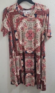 BCBGeneration size L multi patterned short sleeve polyester spandex tunic dress - Picture 1 of 6