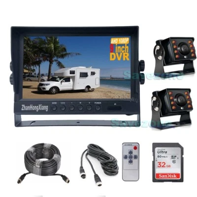 9" Split DVR Monitor+ 2x AHD 1080P Car Rear View Backup Camera Trailer RV Camper - Image 1 of 4